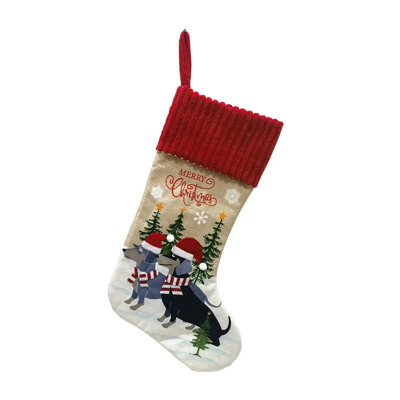 Cloth Christmas tree hanging bag pendant for pets in pastoral or American style, measuring 46cm by 28cm.