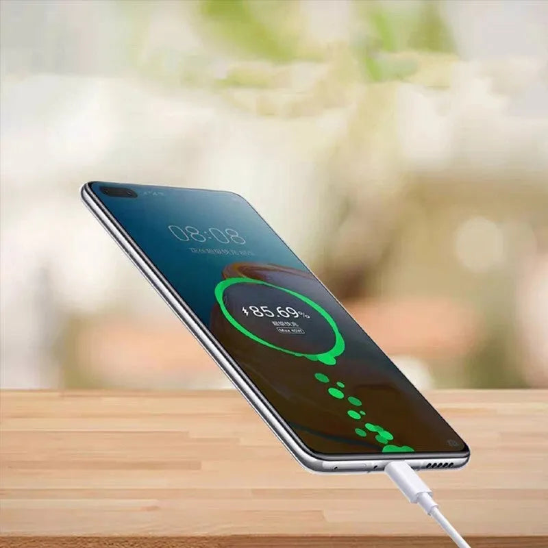 White 40W fast charger set with QC3.0 protocol and 5A charging cable for mobile phones