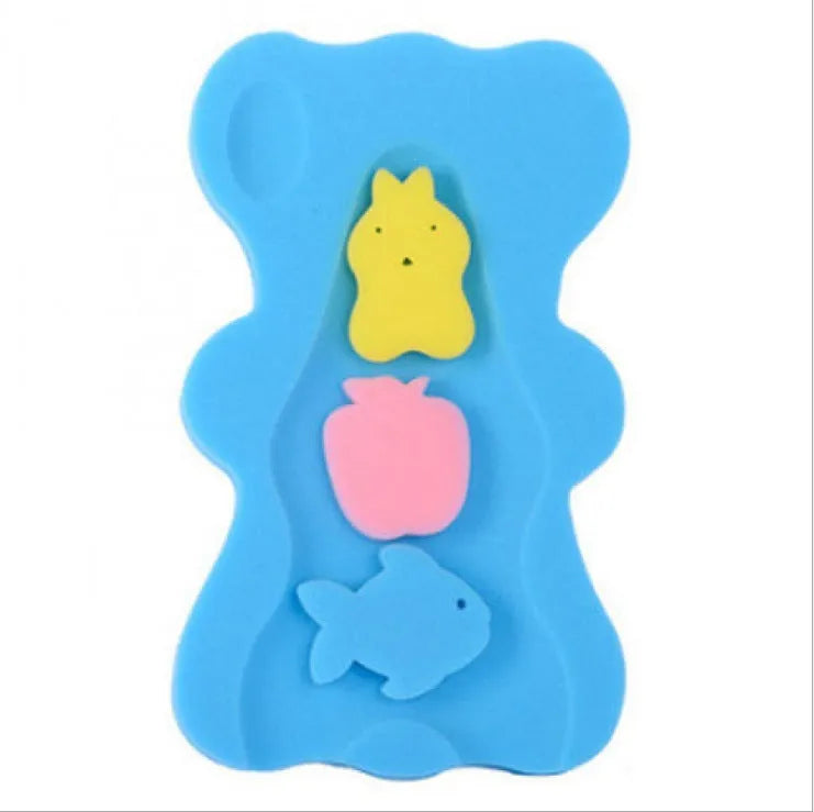 Non-slip baby bath sponge mat in blue, 4.7 cm thick polyurethane cushion for infant pool and tub use