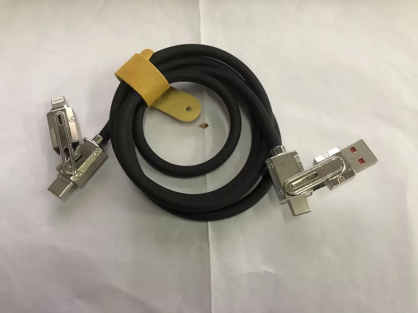 Orange 1 metre fast charging cable with zinc alloy Lightning and USB-C connectors
