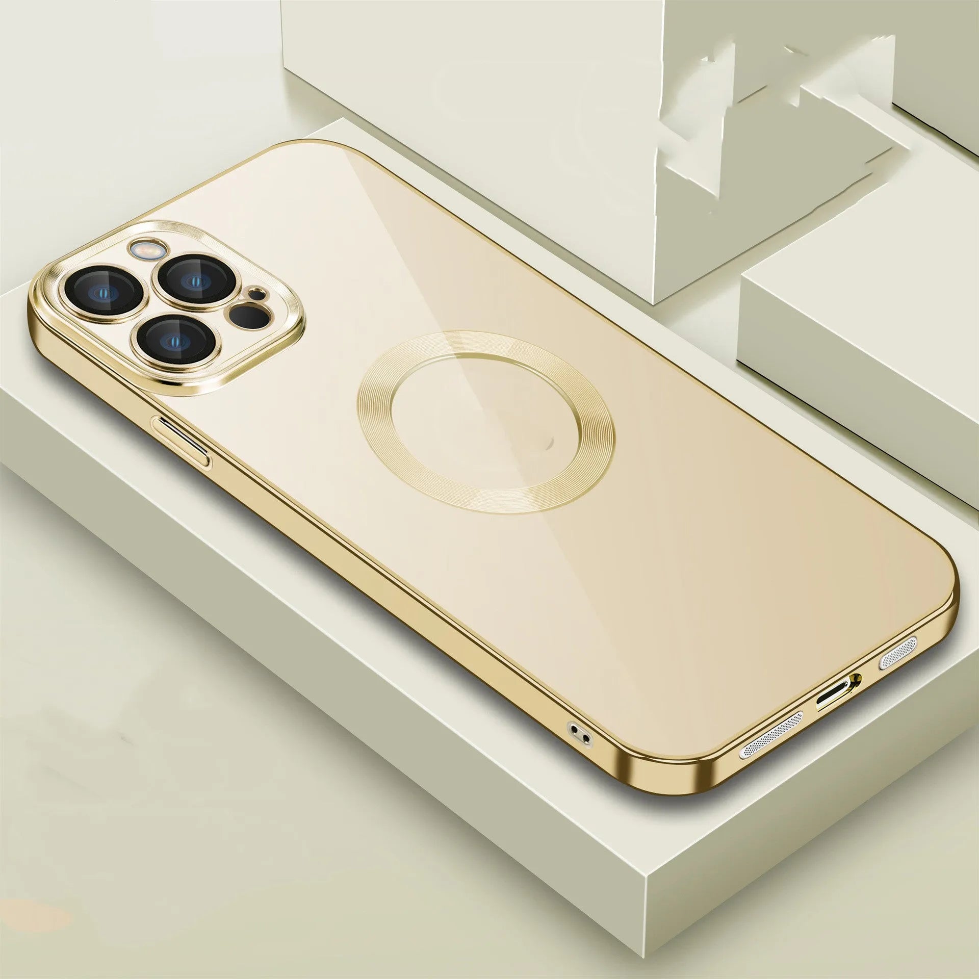 Electroplated TPU glass lens film phone case with dust net, back cover for iPhone 14, black