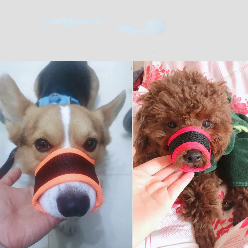 Dog mouth cover anti-bite anti-bark adjustable cloth mask in red for small and large dogs allowing drinking water