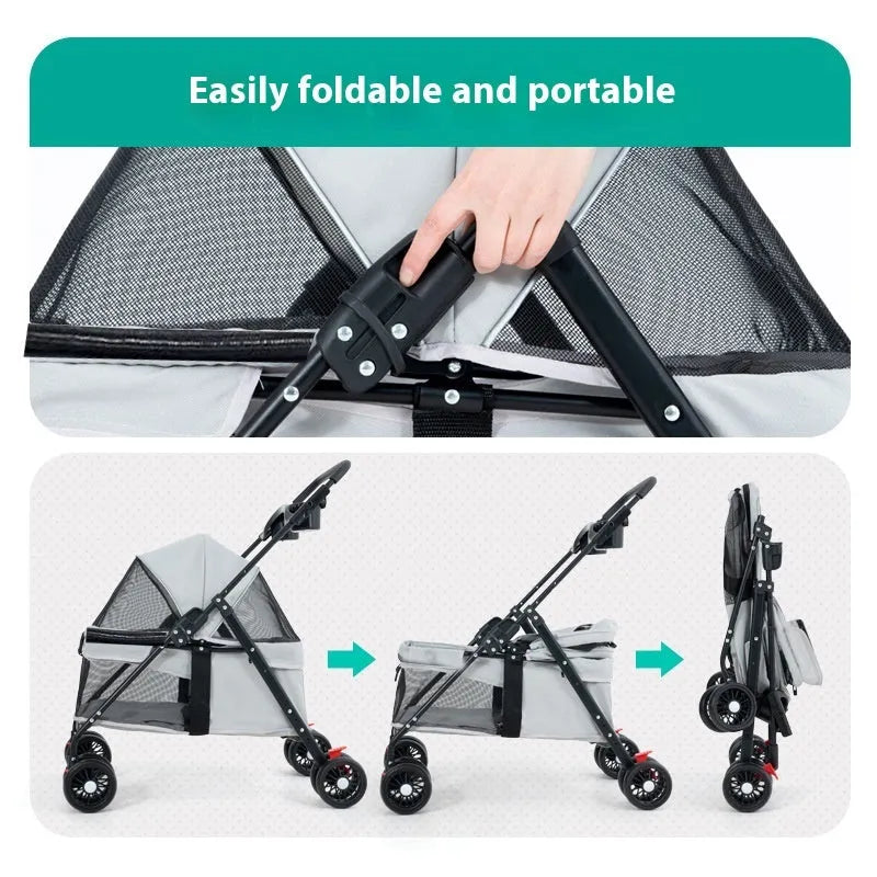 Outdoor lightweight foldable trolley with metal frame, available in four colours for camping and garden use