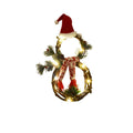 Christmas wreath made of pine needles on a vine circle base in red and grey colours for door decoration
