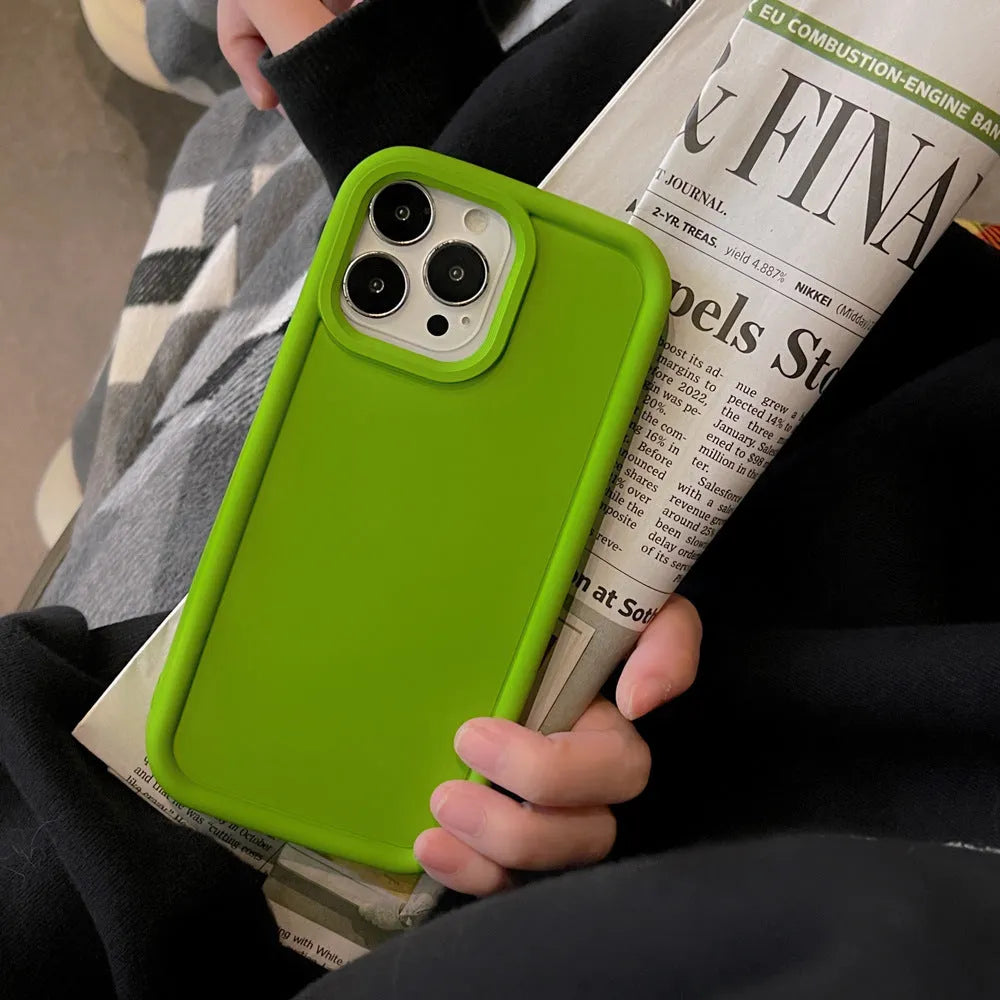 Frosted texture silicone iPhone case showing skin-feel surface in solid colour options