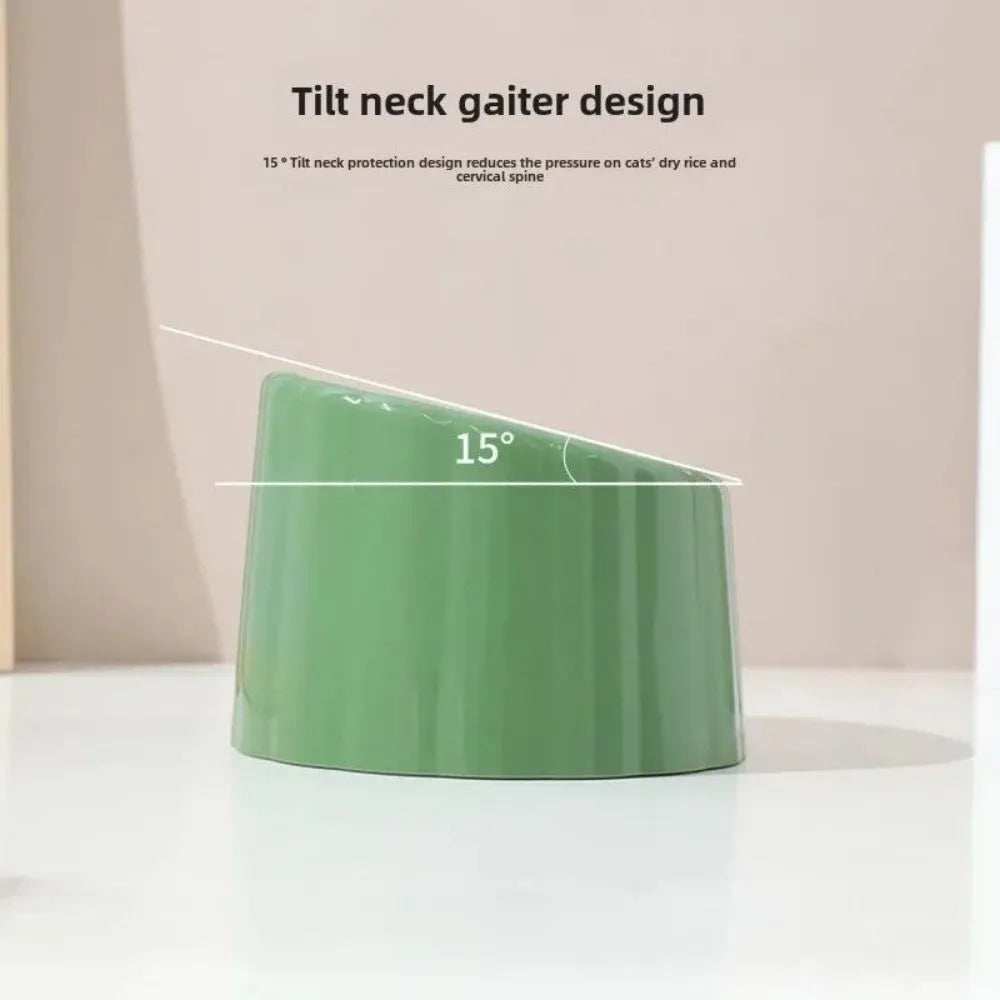 Dark green cactus design cat bowl with high-stand construction and weighted anti-slip base