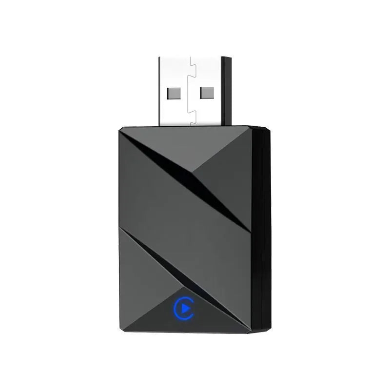 Black CarPlay wired to wireless conversion box with USB Type-C connector for universal car machines