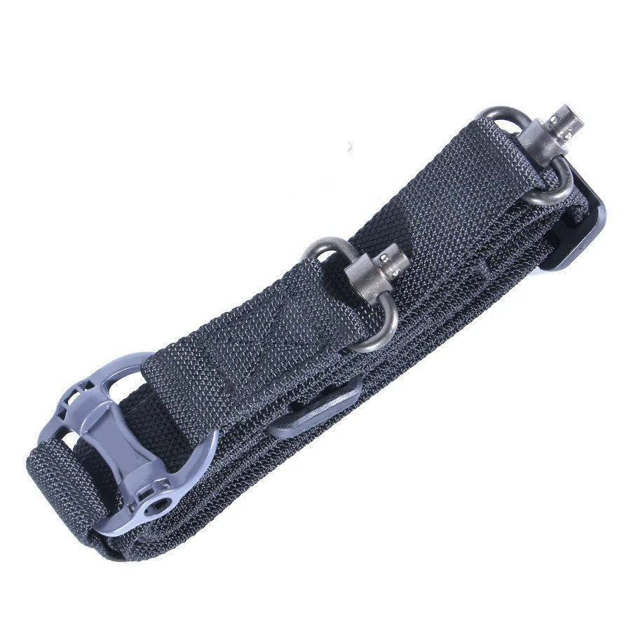 MS4 Tactical Nylon Multifunctional Task Strap Rope in black, stretched to show length.