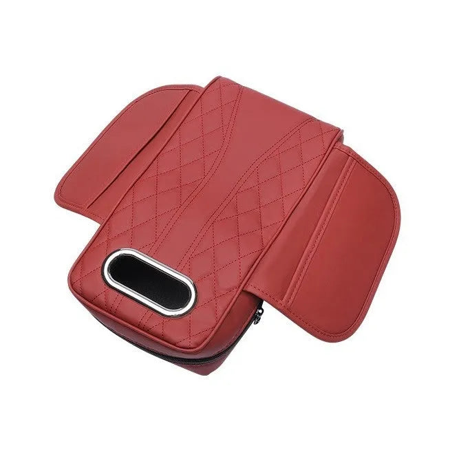 Leather car armrest box cushion tissue holder universal buggy bag 35x16.5cm in beige