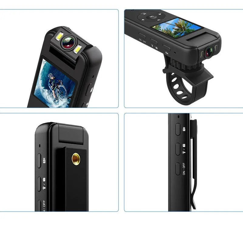 WiFi outdoor sports cycling recording camera black ABS body with handlebar mount and data cable