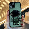 Astronaut spaceman quicksand TPU phone case with electroplating for iPhone, glitter powder colours blue green silver black pink