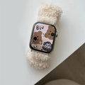 Velvet elastic hair loop watch strap for Apple Watch in brown, off white and blue, compatible with 38/40/41/42/44/45mm sizes
