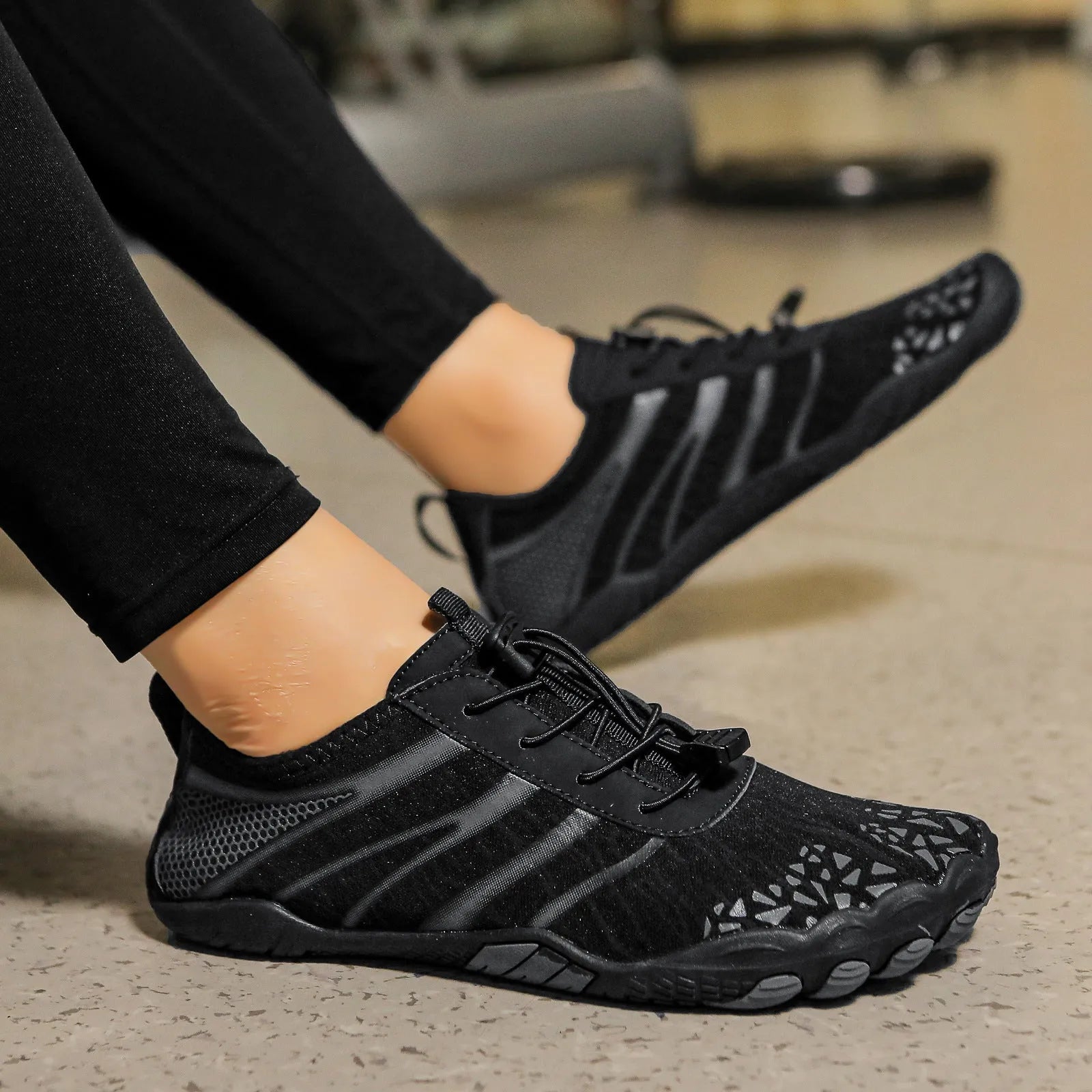A pair of casual Lycra stretch fabric beach running shoes for upstream sports, shown in one of five available colours.