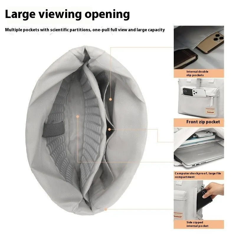 Shockproof anti-drop laptop inner liner bag in waterproof nylon, showing medium and large size options.