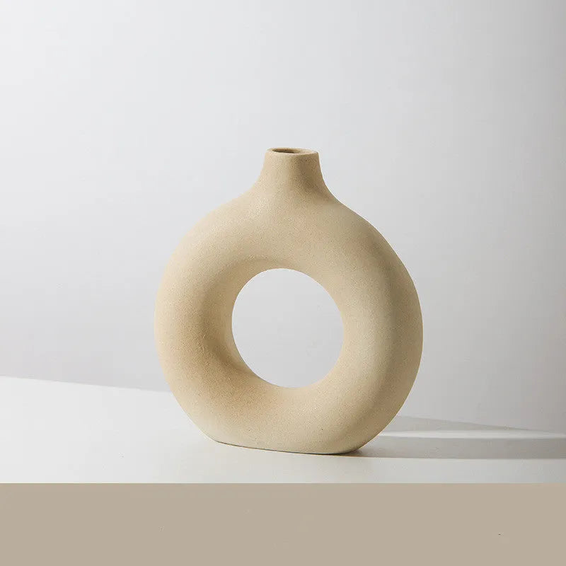 Porcelain biscuit vase with frosted texture for flower arranging in modern design
