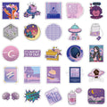 Purple girl graffiti stickers on luggage with colourful cartoon skin design, 50 decals 4-6cm