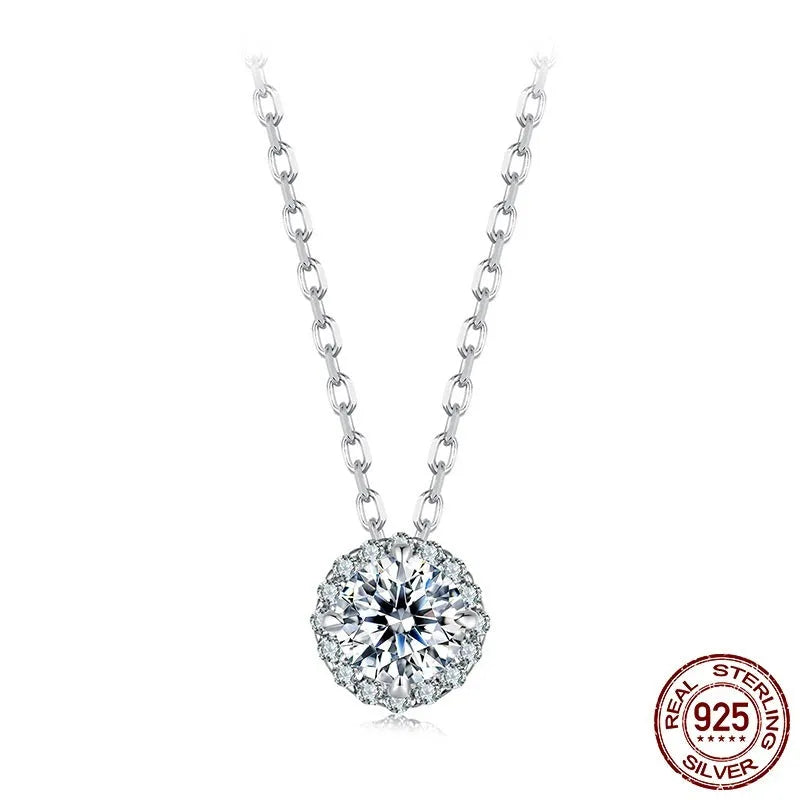 S925 silver clavicle chain necklace with electroplated finish, O-ring chain, adjustable 21-50cm on white background