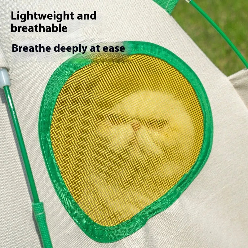 Grey dome-shaped cloth pet tent with a thick padded base for a cat.