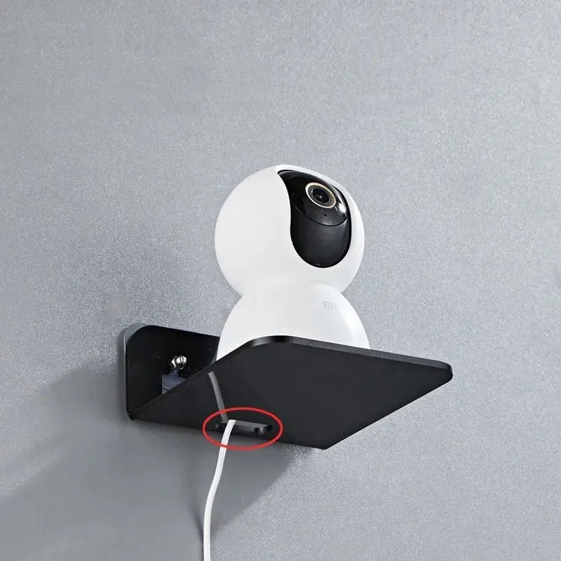 Acrylic no-drill camera monitoring bracket right angle wall mount with glue and nail in black finish