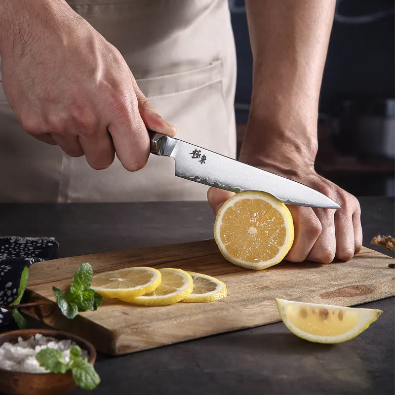 Sanhe Steel AUS-10 8-inch Japanese-style stainless steel butcher knife on cutting board