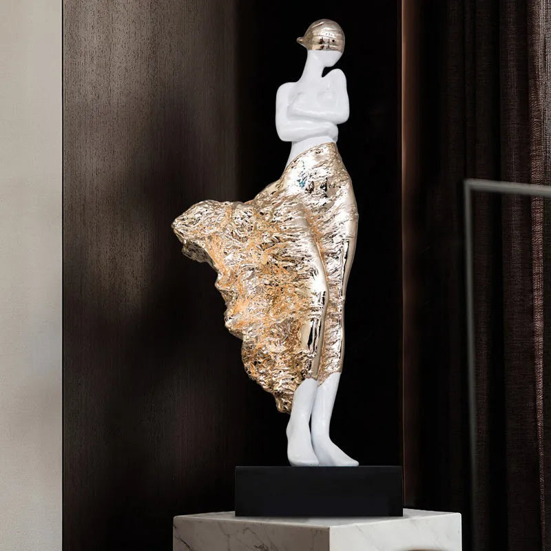 48cm tall modern beauty character sculptured ornament in rose gold or silver finish