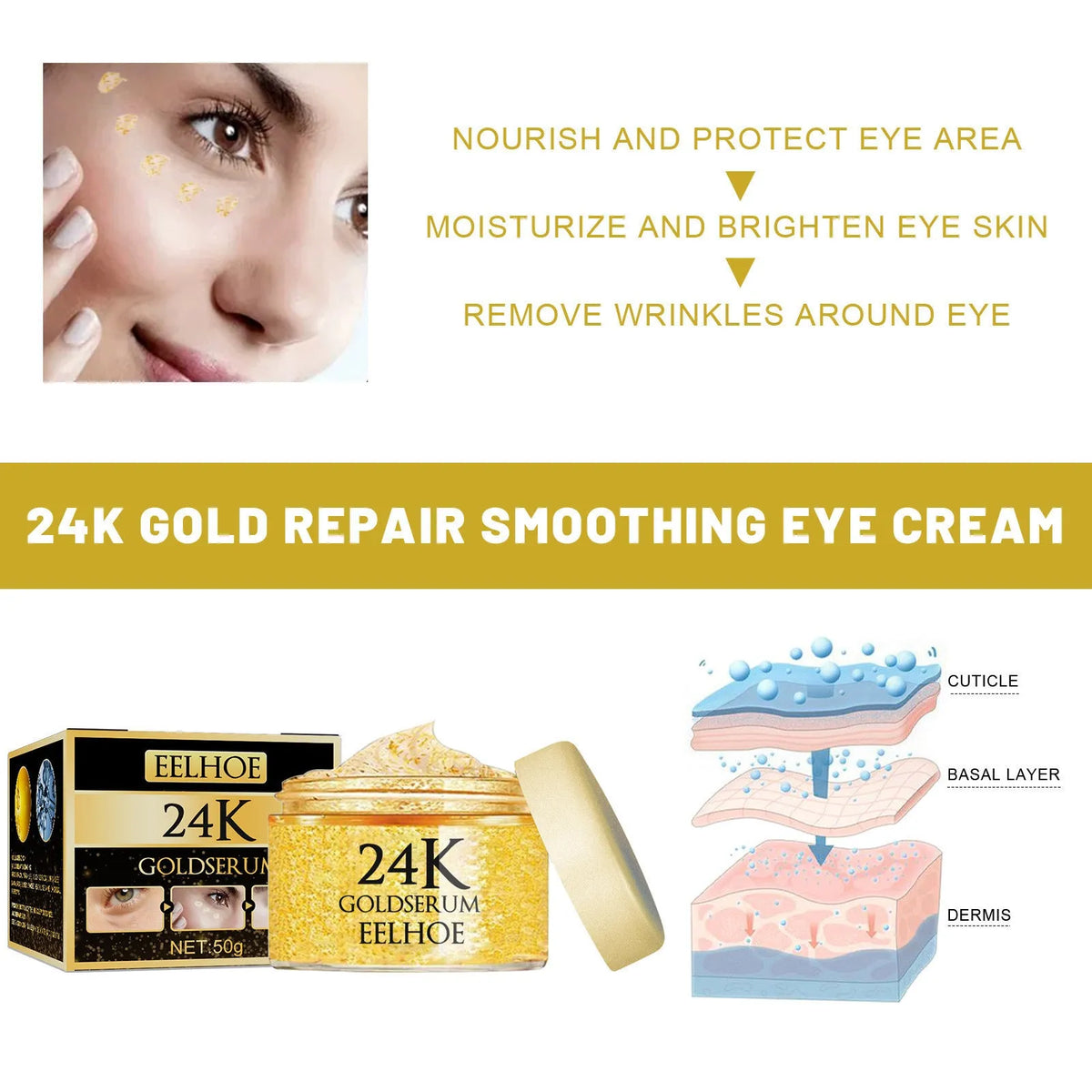 50g boxed eye cream for repair, smoothing, firming and moisturising eye care