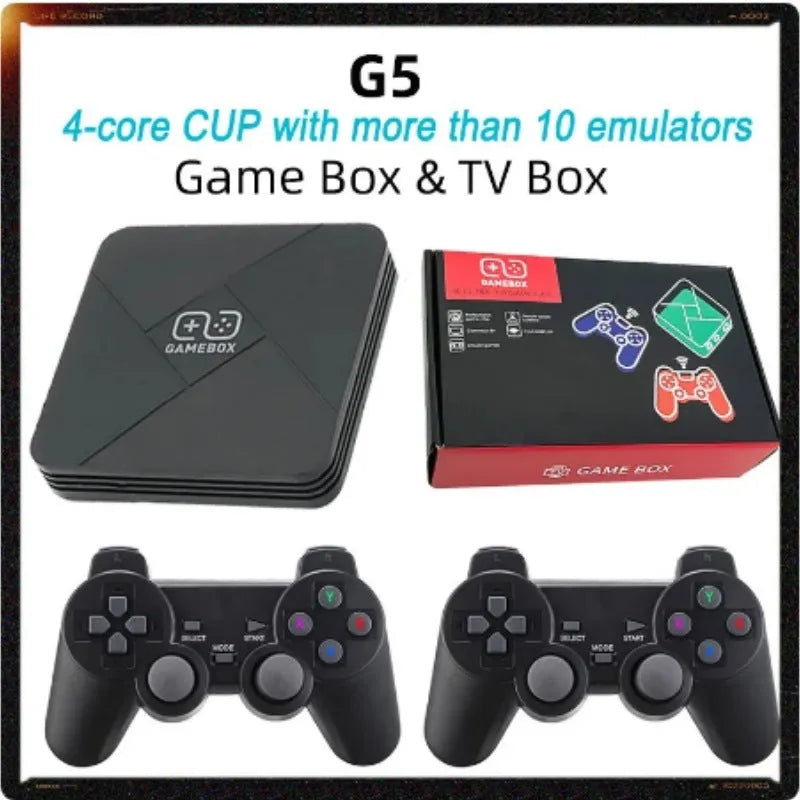 G5 Game Box Jingchen 905L TV game machine with two handles, HDMI cable, 24 x 18 x 7 cm plastic body