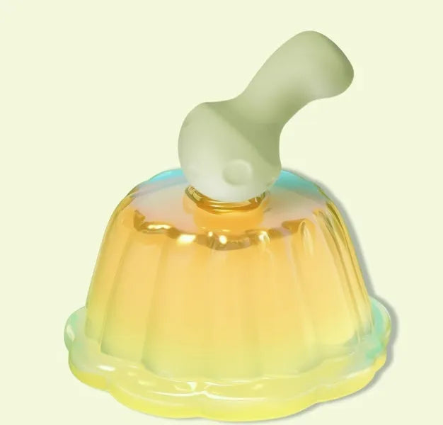 Green silicone mushroom vibrator with button control, a training toy for women