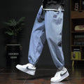 Oversized loose fitting jeans for men in dark grey, black, and blue cotton blend, mid-rise waist, sizes M to 8XL