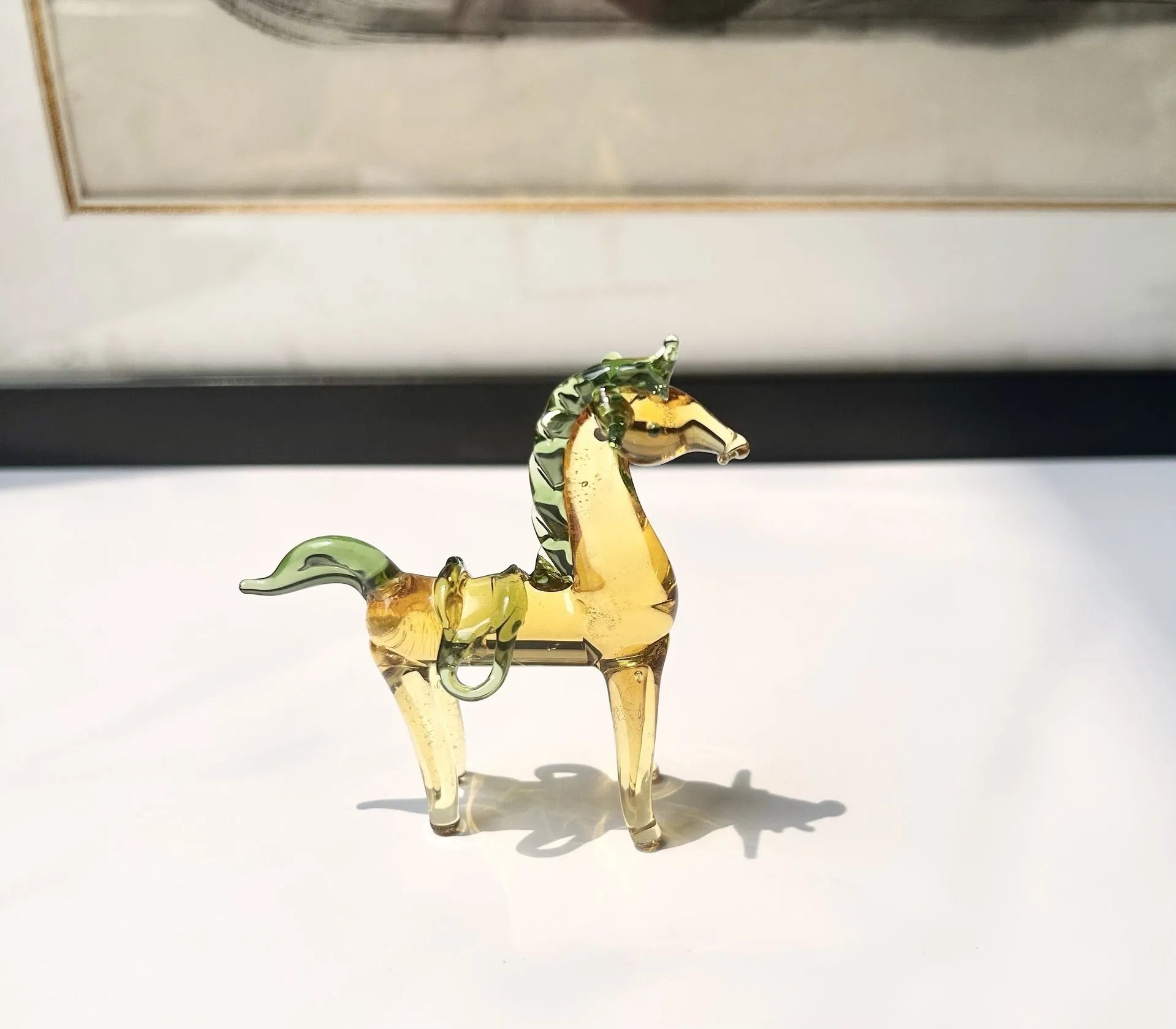 Handcrafted glazed horse figurine office decoration in modern minimalist style