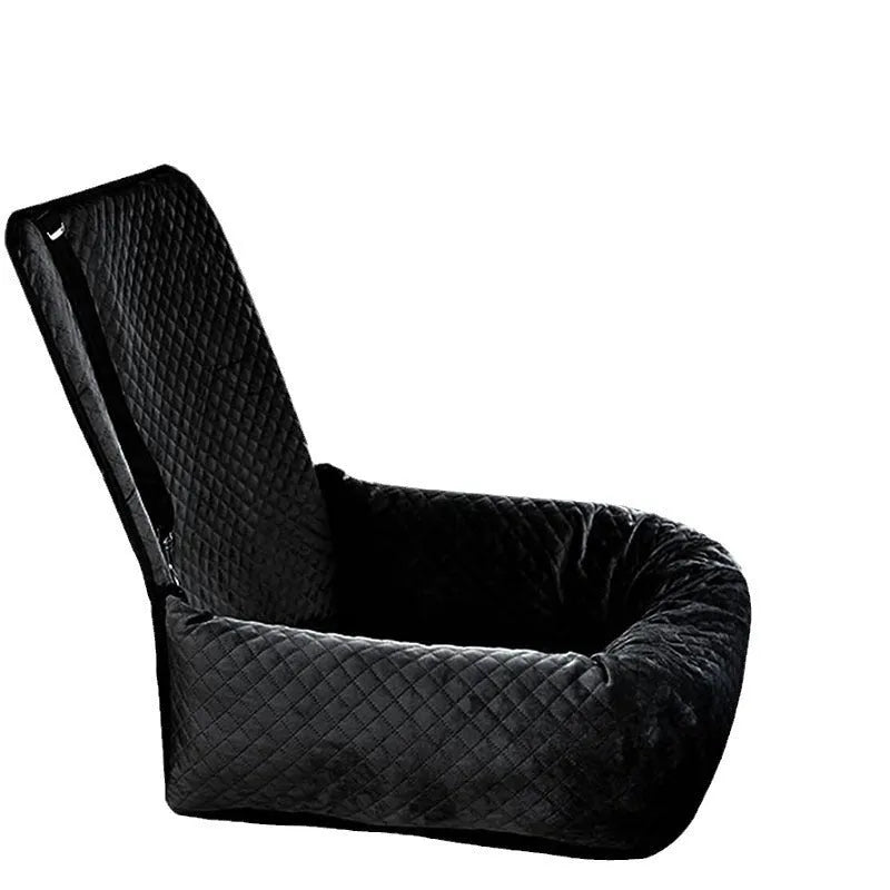 Black breathable pet car hanging bag with waterproof seat cushion for dog travel, compressed size 44x58x6cm