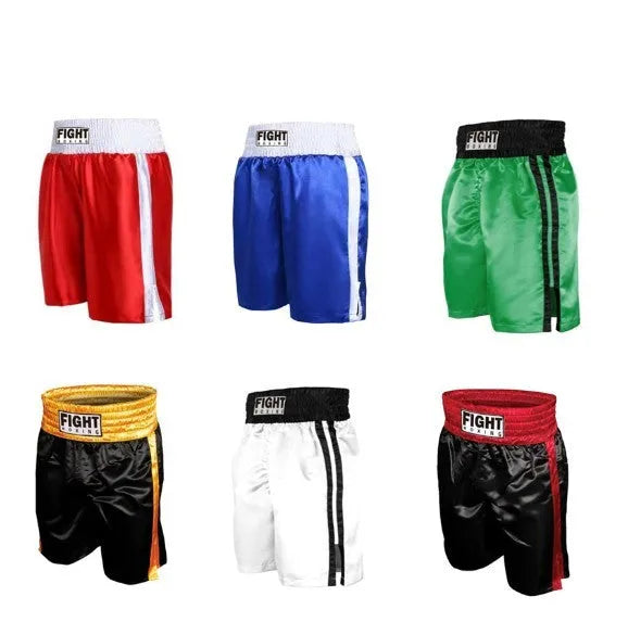 Boxing shorts with side slits and elasticated waistband in multiple colour combinations for kickboxing