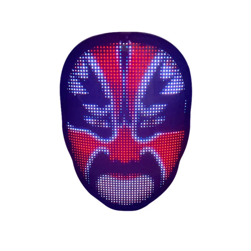 LED luminous face mask with changing displays for Halloween and party events
