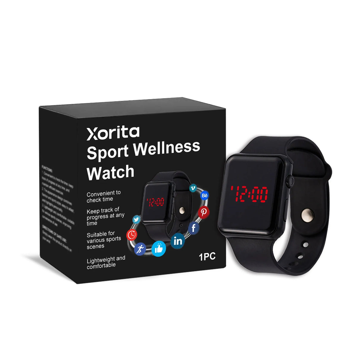 Balance Sports Watch with lightweight silicone strap and case for casual wear