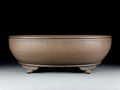 Handmade oval purple sand flowerpot with black mud green colour, 50cm length classical planter for indoor plants