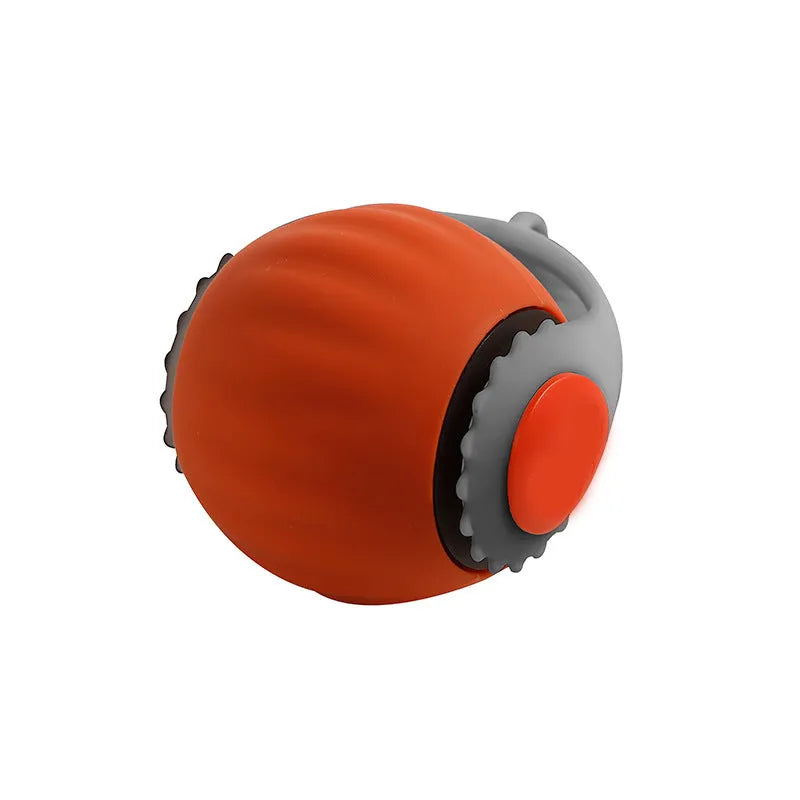 Automatic gravity-sensing cat toy with rolling ball and tail attachment in blue colour with gun grip handle