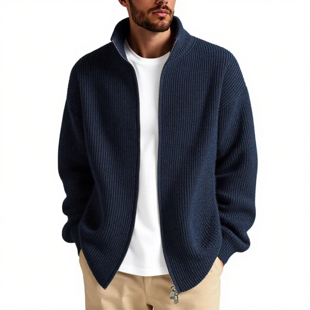 Men's loose fit cardigan sweater coat in acrylic blend fabric available in multiple colours