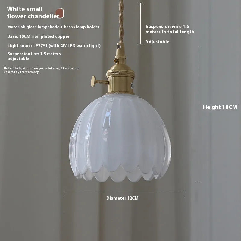 Vintage glass bedside chandelier with Nordic design in amber colour