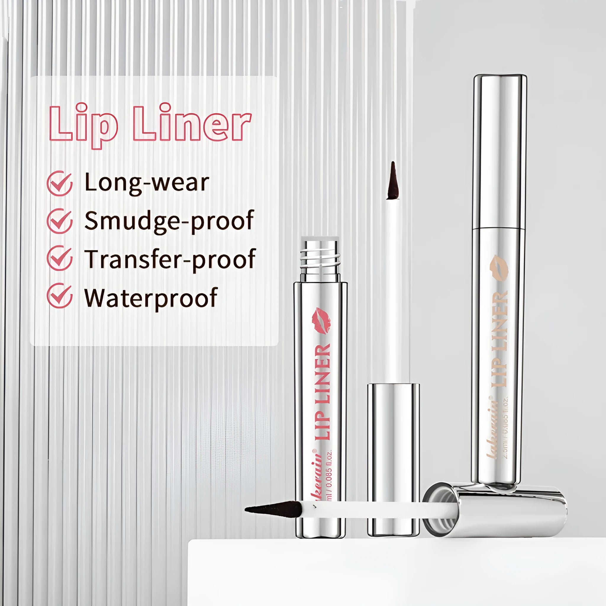Matte finish pointed toe tear and pull lip liner shown in a Rose Pink colour variant.