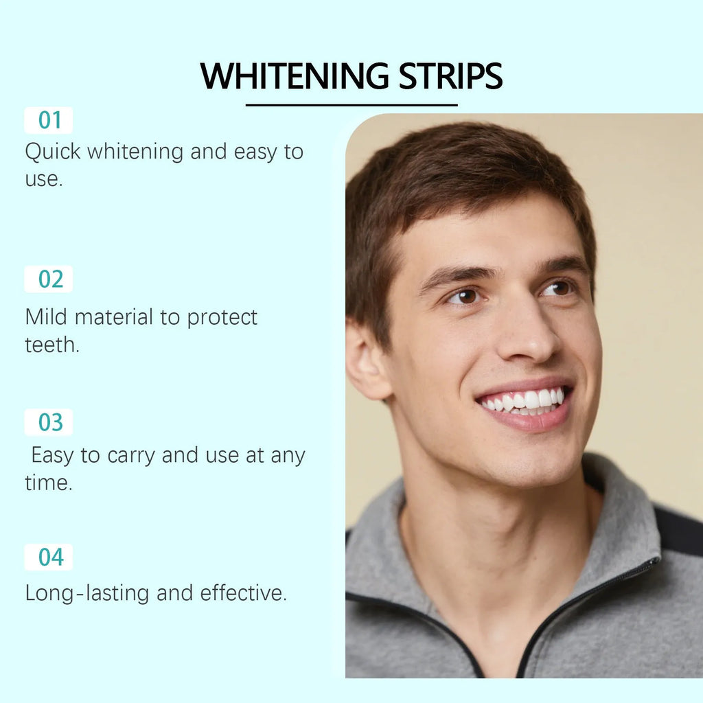 ORALHOE teeth whitening strips set with colorimetric card in a white and blue pack