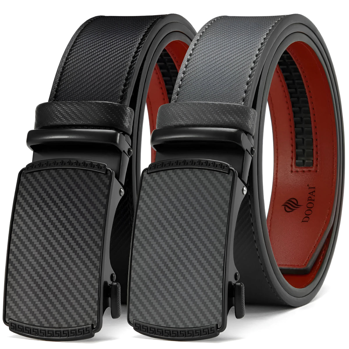 Men's automatic buckle genuine leather belt in business casual style, alloy buckle, plain colour