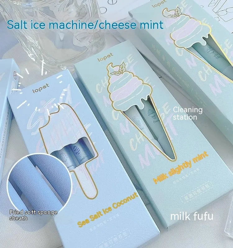 Four double-headed fluorescent pens with 0.5mm tips in cheese mint and sea salt ice cup colours.