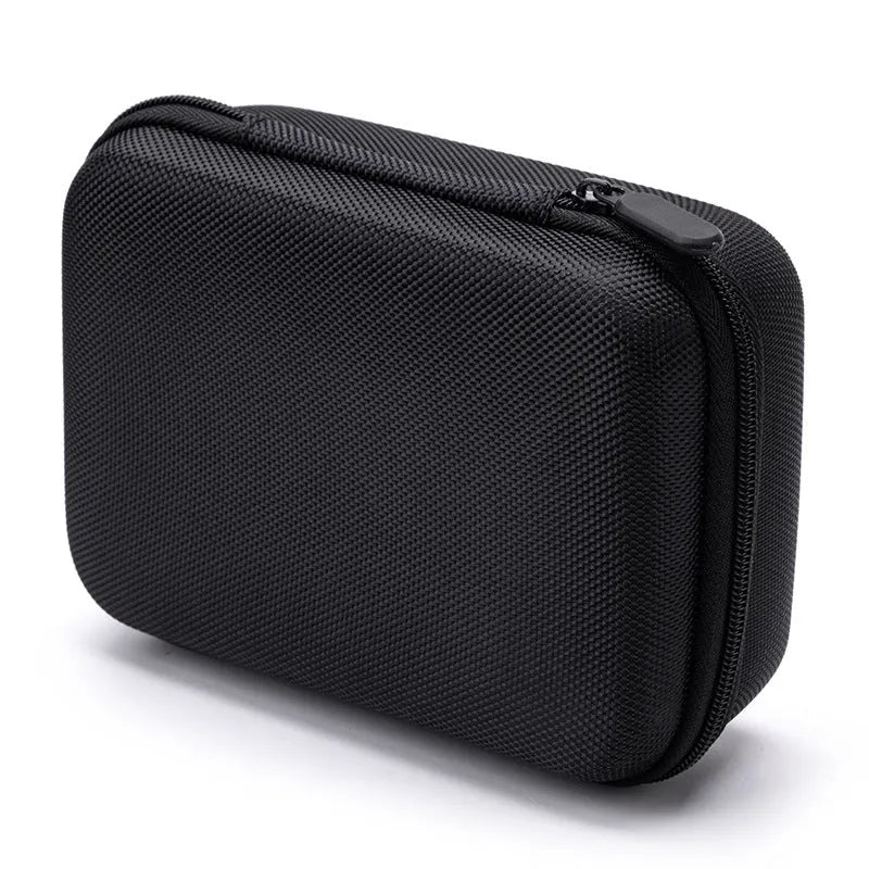 Multifunctional drop-resistant data cable storage bag in composite material with nylon outer, 17x12x7cm, rope handle