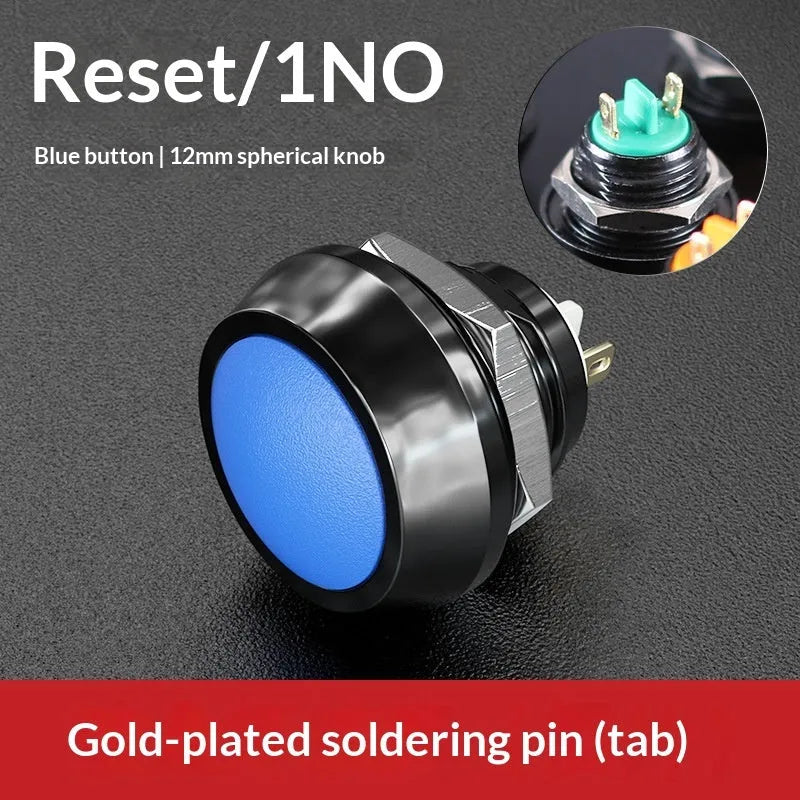 12mm red wave spherical handle self-resetting button with silver-plated contacts, waterproof, for electronic remote control