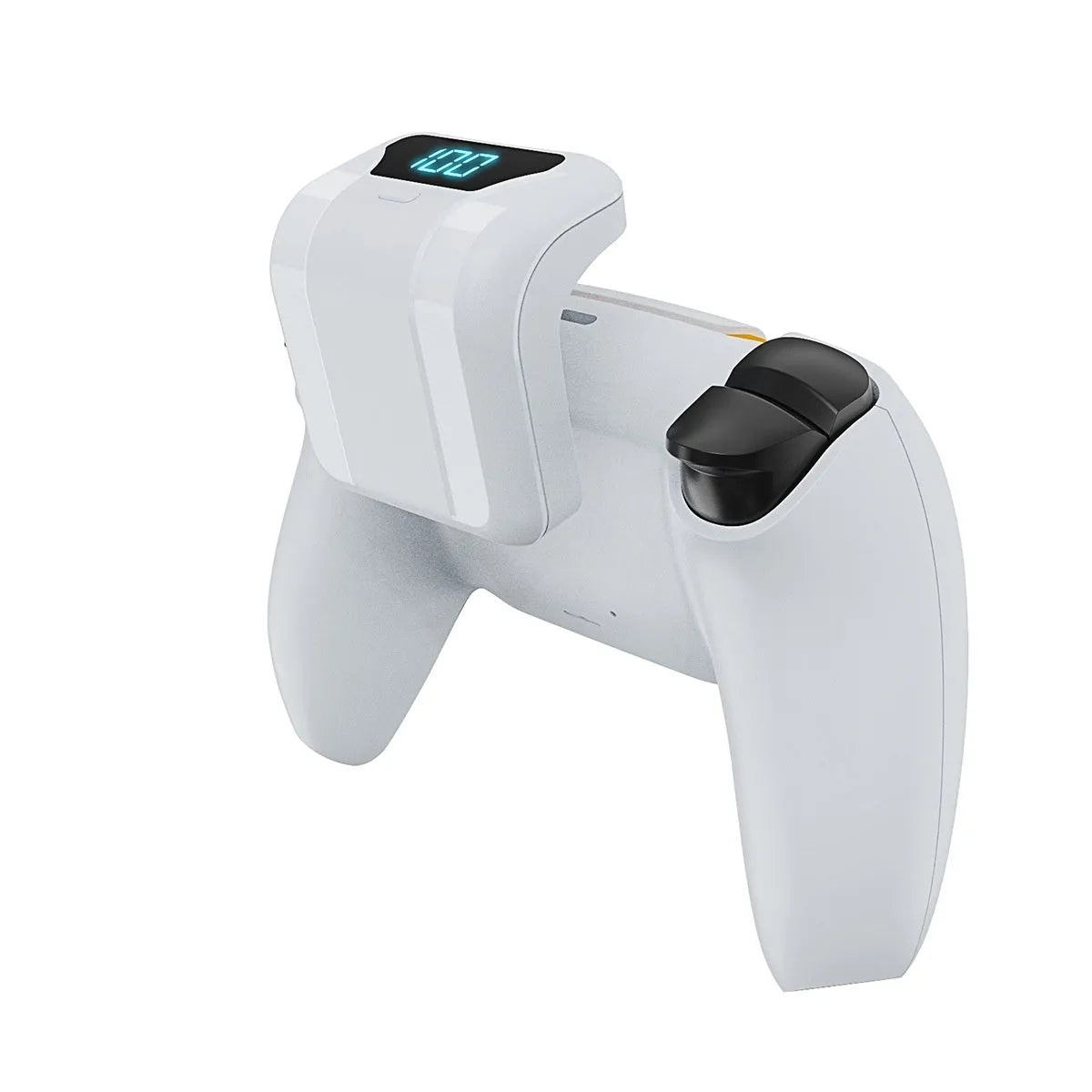 White 1500mAh PS5 controller battery with LED display and outer hanging bag, 8.0 x 4.8 x 2.6cm