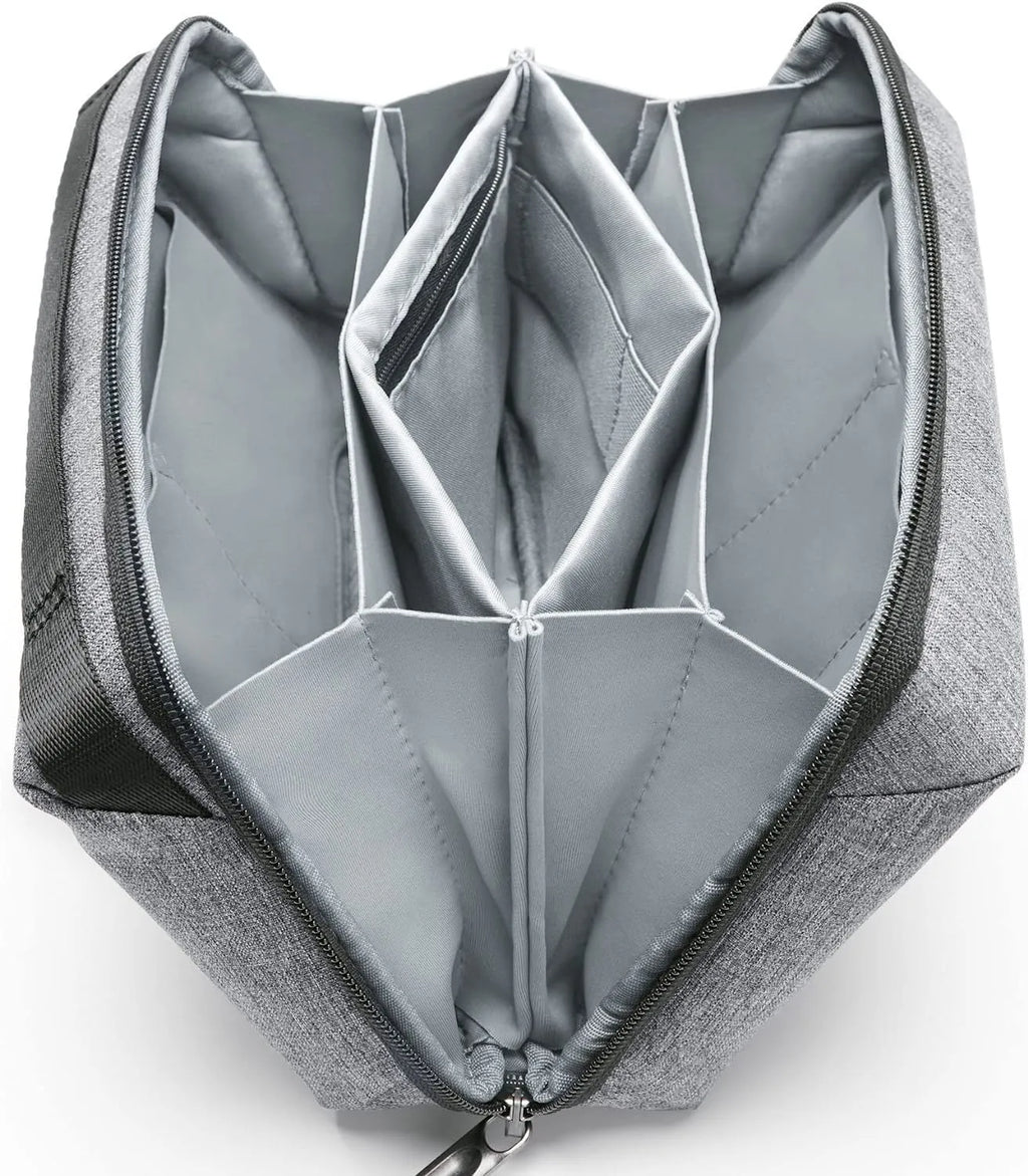 Gray cylindrical polyester storage bag for data cables with sealing closure
