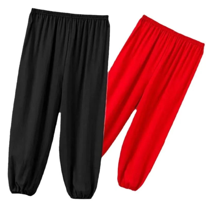 Children's black Sanda practice pants made from high elasticity Lycra fabric for martial arts training