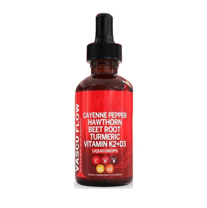 60ml glass bottle of Vitamin D3 K2 Hawthorn Fruit liquid supplement with dropper