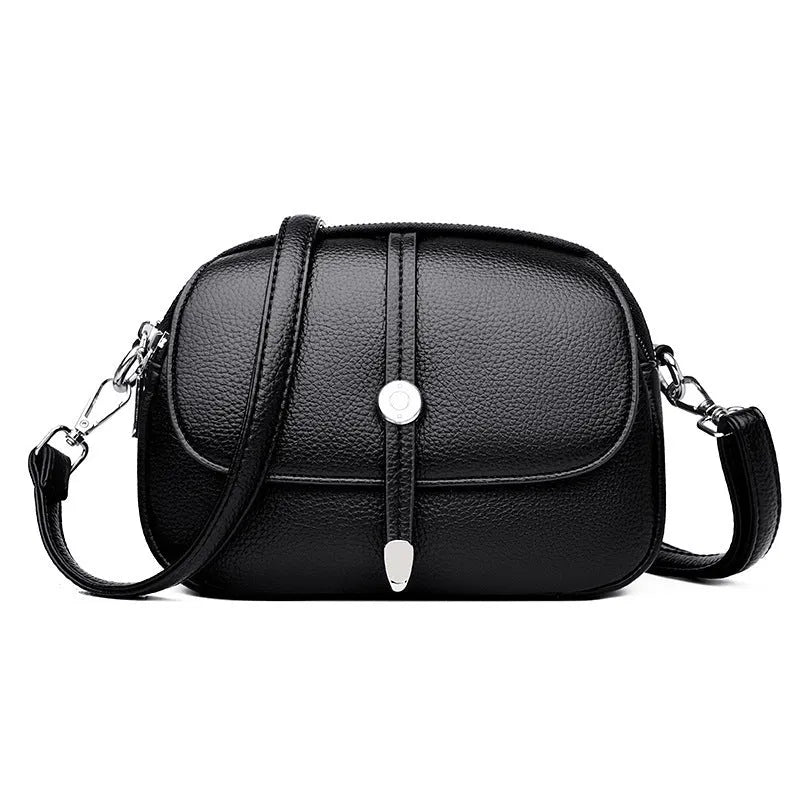 City Simple women's oval crossbody shoulder bag in soft PU leather