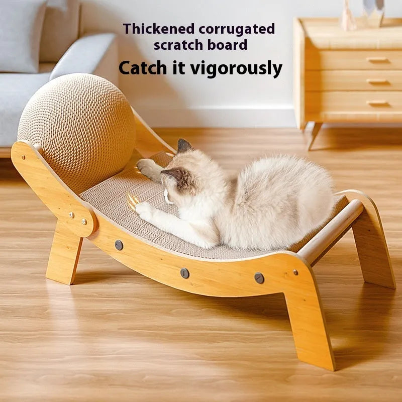 Recliner cat scratch board with sisal composite scratching surface in catch ball style design
